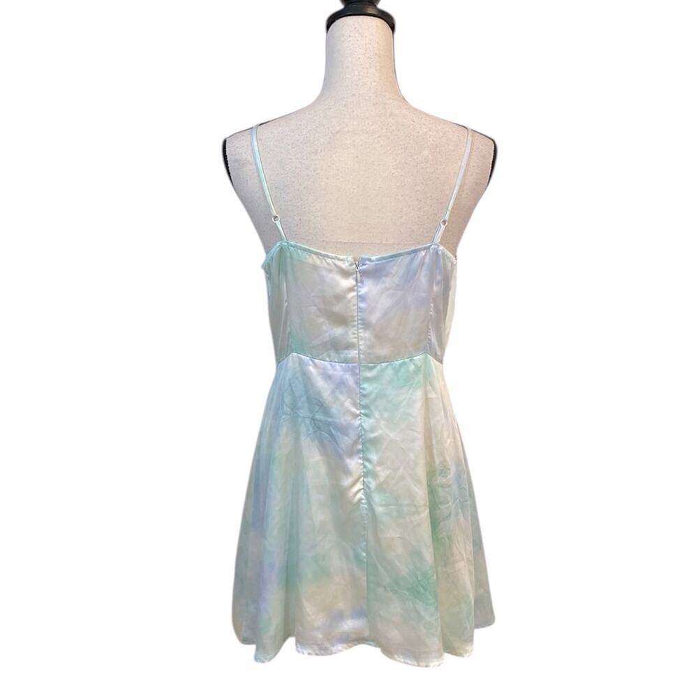 Rokoko Pastel Tie Satin Mini Slip Dress Cowl Neck Lingerie Straps Size Large - Picture 2 of 8